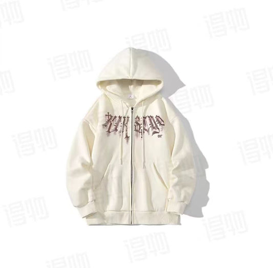 Fashionable letter embroidered hooded sweatshirt, women's fashion clothing