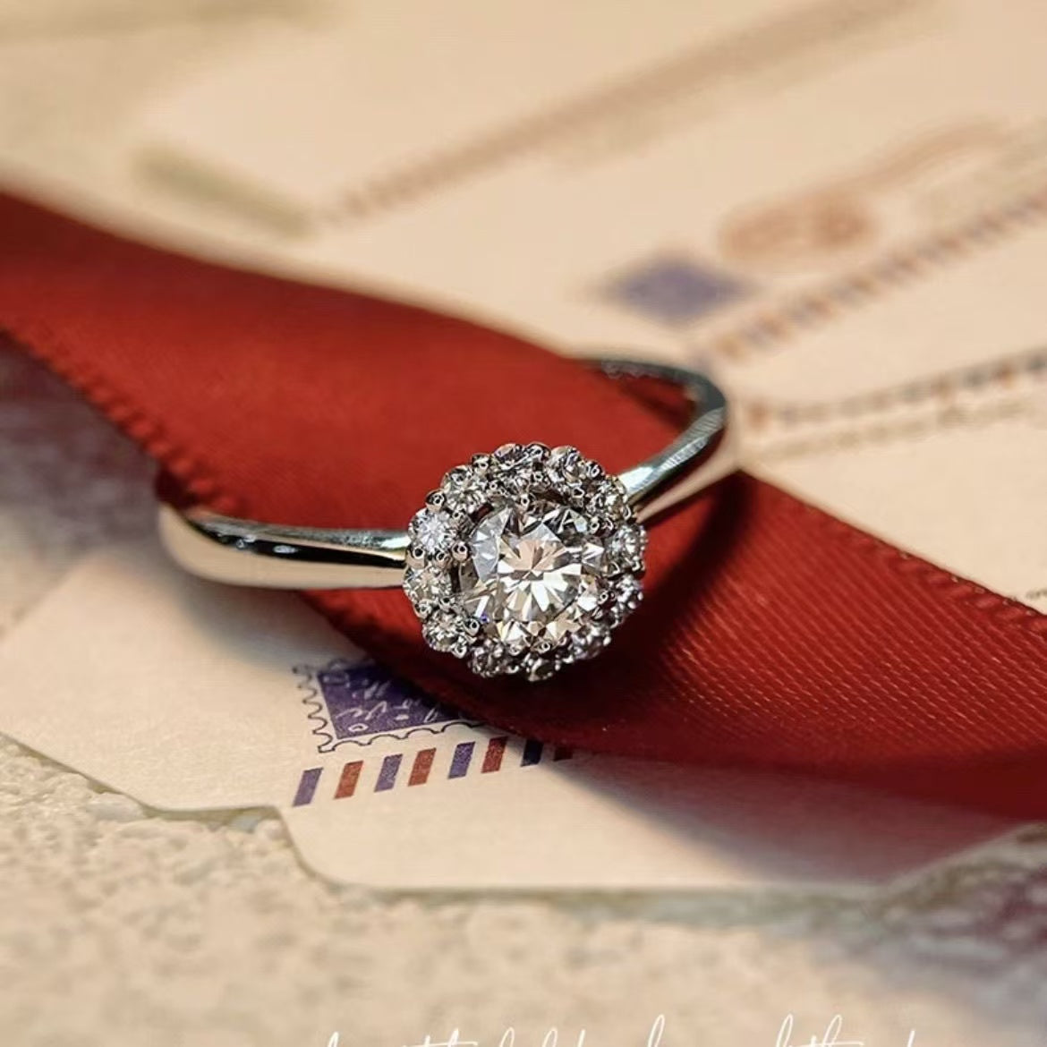 Moissanite sterling silver ring